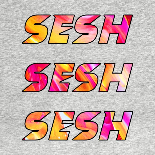 Sesh sesh sesh colour bomb red and yellow rave festival design by Captain-Jackson